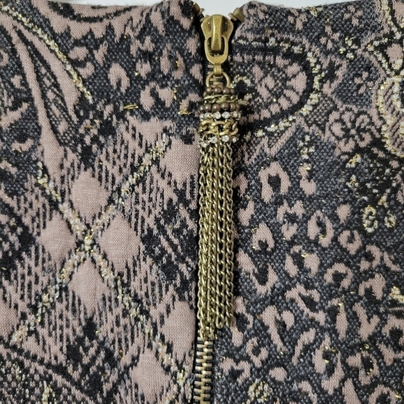 Belle Badgley Mischka Brown and Black with Gold Threading Dress Size 4 - Picture 3 of 10